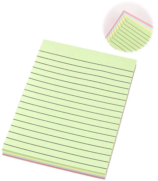 Main image of Lined Sticky Notes, 100 Sheets, 6"x4", 4 Colors | Strong Sticking, Super Self-Stick, Easy to Post, For Home Use, For Office Use, For Study Use