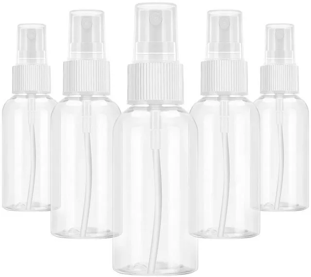 Main image of 5 Pack Small Spray Bottles for Travel - 50ml Spray Bottle Leak Proof, Fine Mist Empty Spritzer Bottles, Reusable Clear Plastic Mini Travel Bottle for Storage Essential Oils, Cleaning, Perfume