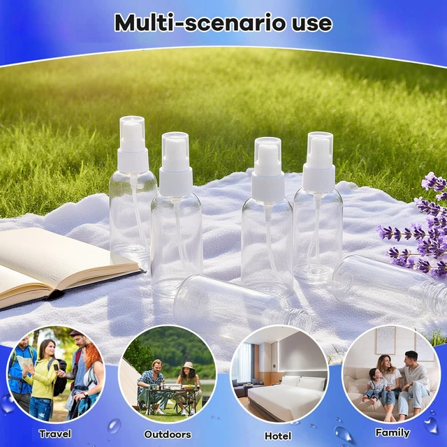 Alt view image 5 of 7 - 5 Pack Small Spray Bottles for Travel - 50ml Spray Bottle Leak Proof, Fine Mist Empty Spritzer Bottles, Reusable Clear Plastic Mini Travel Bottle for Storage Essential Oils, Cleaning, Perfume