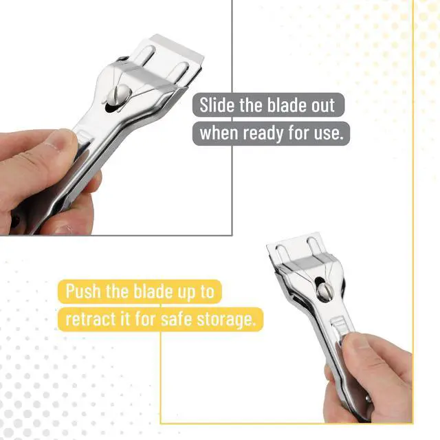 Alt view image 3 of 6 - Metal Razor Blade Scraper Tool, 2 Pack, Carbon Steel Blades, Stainless Steel Body, Heavy-Duty Cleaning Razor Scraper Tool