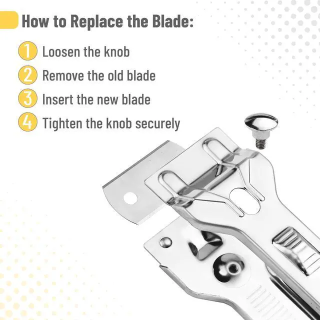 Alt view image 5 of 6 - Metal Razor Blade Scraper Tool, 2 Pack, Carbon Steel Blades, Stainless Steel Body, Heavy-Duty Cleaning Razor Scraper Tool