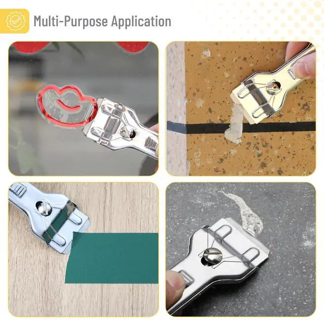 Alt view image 6 of 6 - Metal Razor Blade Scraper Tool, 2 Pack, Carbon Steel Blades, Stainless Steel Body, Heavy-Duty Cleaning Razor Scraper Tool