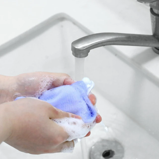 Alt view image 5 of 7 - 4 Pcs Mesh Soap Bags, Bar Soap Saver Bags, Bubble Foaming Nets Pocket with Drawstring for Facial Cleaning Body Wash