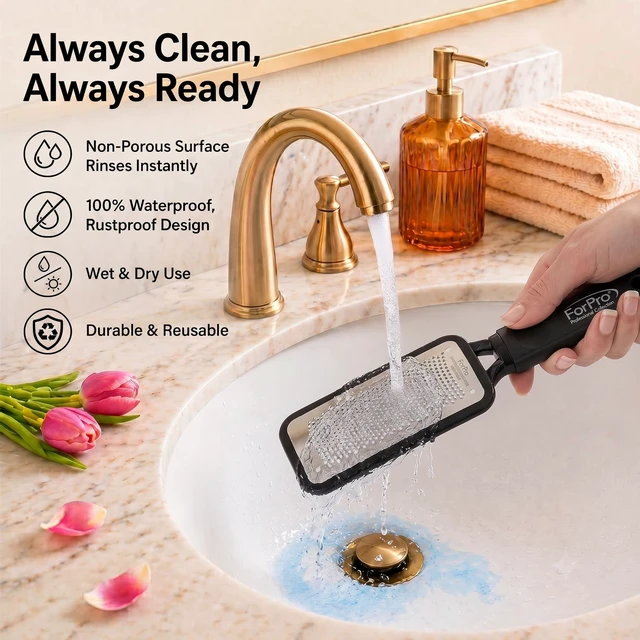 Alt view image 6 of 7 - Professional Collection Premium Stainless Steel Foot Rasp, Colossal Foot File & Callus Remover, Instantly Removes Calluses & Smooths Cracked Heels, 10.75" L x 2.75" W, Black