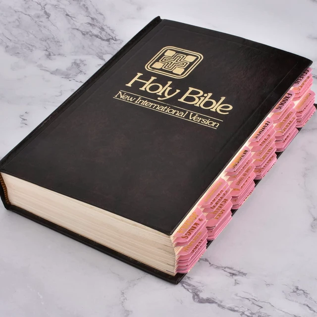 Alt view image 3 of 6 - Bible Index Tabs New & Old Testament Tabs Matte Laminated Floral Design, Bible Journaling Supplies - 122 Pcs (Pink- Gold Foil)