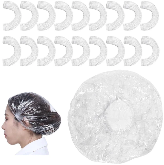 Main image of Disposable Shower Cap, Large Size,Thick Clear Plastic Elastic Showcaps, for Home, Hotel, Hair Salon, Travel (One Size, Count, 18)