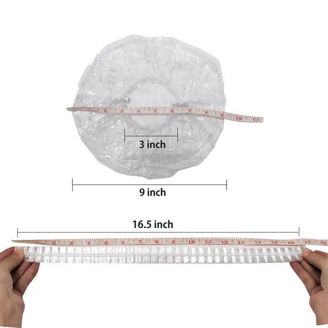 Alt view image 2 of 6 - Disposable Shower Cap, Large Size,Thick Clear Plastic Elastic Showcaps, for Home, Hotel, Hair Salon, Travel (One Size, Count, 18)
