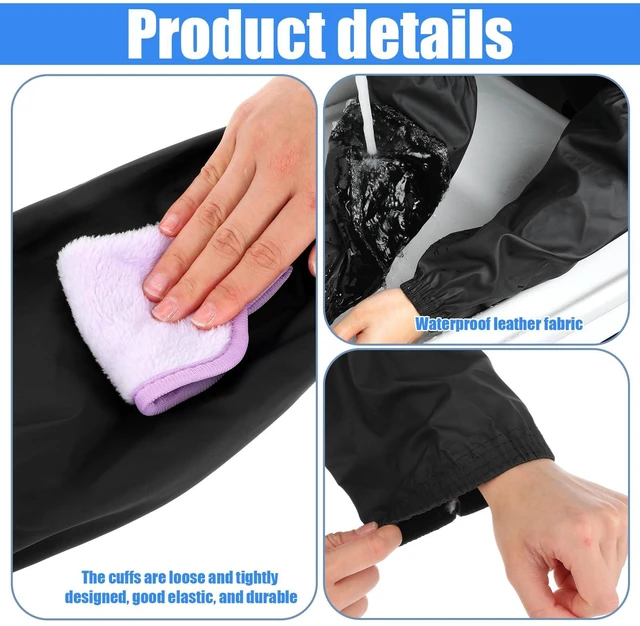 Alt view image 5 of 7 - 2 Pair Waterproof Arm Sleeves Covers, PU Oversleeves Cooking Garden Sleeve with Elastic Cuffs Forearm Sleeve Covers for Cleaning Pet Grooming Painting