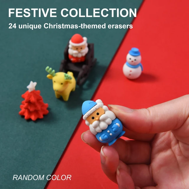 Alt view image 2 of 7 - 24Pcs Christmas Erasers for Kids Bulk, 3D Cute Santa Elk Erasers for Goodie Bags Stuffers Stocking Stuffers Holiday Gifts Classroom Rewards Party Favors
