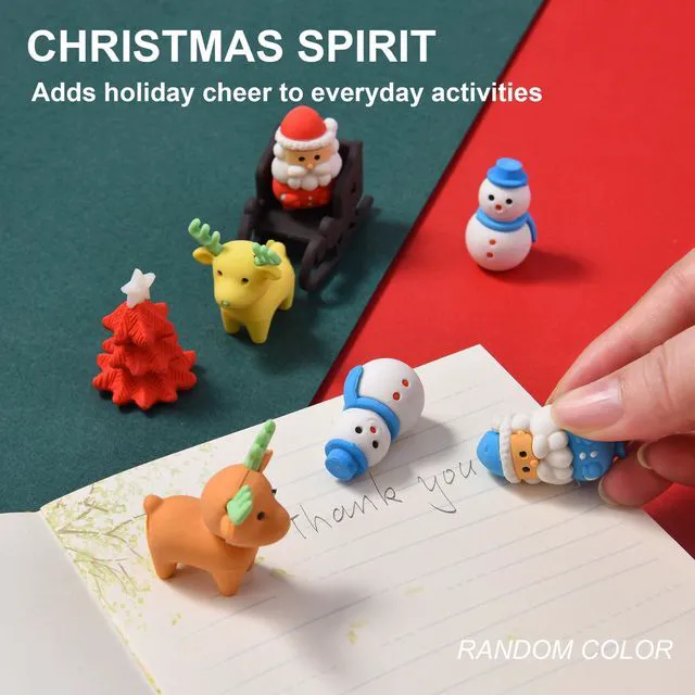 Alt view image 5 of 7 - 24Pcs Christmas Erasers for Kids Bulk, 3D Cute Santa Elk Erasers for Goodie Bags Stuffers Stocking Stuffers Holiday Gifts Classroom Rewards Party Favors