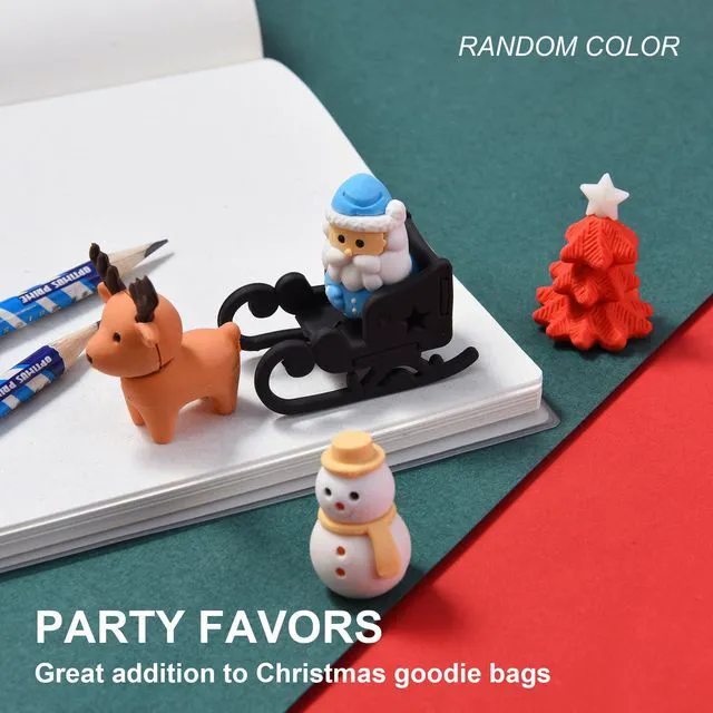 Alt view image 6 of 7 - 24Pcs Christmas Erasers for Kids Bulk, 3D Cute Santa Elk Erasers for Goodie Bags Stuffers Stocking Stuffers Holiday Gifts Classroom Rewards Party Favors