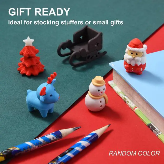 Alt view image 7 of 7 - 24Pcs Christmas Erasers for Kids Bulk, 3D Cute Santa Elk Erasers for Goodie Bags Stuffers Stocking Stuffers Holiday Gifts Classroom Rewards Party Favors