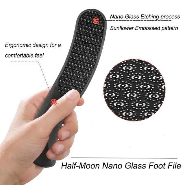 Alt view image 2 of 7 - Nano Glass Foot File,Foot Callus Remover Hard Skin Remover for Feet with Handle Foot File Callus Remover with Nano-Level Grinding Points Durable Foot Scrubber Dead Skin Removal for Wet Dry (Black)