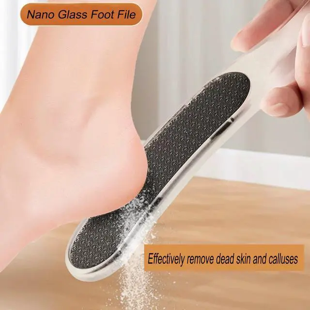 Alt view image 4 of 7 - Nano Glass Foot File,Foot Callus Remover Hard Skin Remover for Feet with Handle Foot File Callus Remover with Nano-Level Grinding Points Durable Foot Scrubber Dead Skin Removal for Wet Dry (Black)