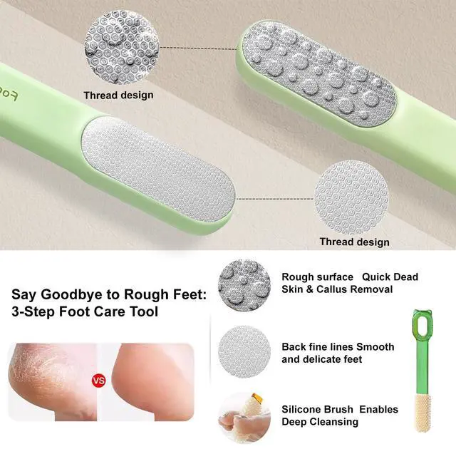 Alt view image 2 of 7 - Callus Remover for Feet & Hand, Foot File & Foot Scrubber,Hard Skin Removal | Double-sided stainless steel, wet dry use, exfoliation, removes calluses, safe for sensitive feet, ergonomic grip, portabl