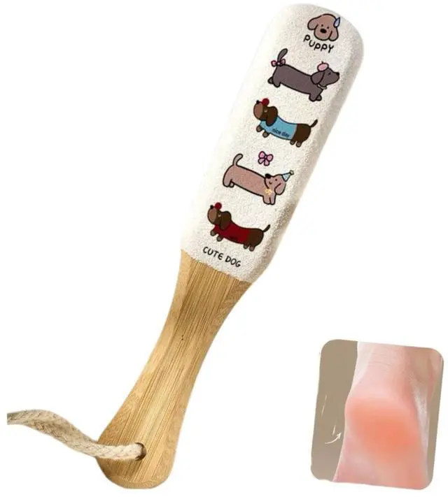 Main image of Foot File Callus Remover, Professional Pedicure Tool with Bamboo Handle, Gentle 120 Grit Exfoliator for Cracked Heels, Dead Skin & Corns, Cute Dog Pattern, Non-Slip Grip for Wet & Dry Use