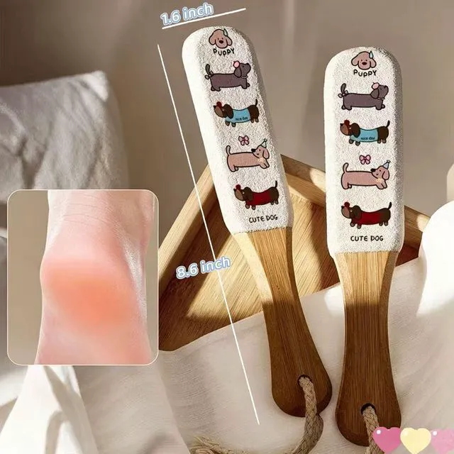 Alt view image 2 of 7 - Foot File Callus Remover, Professional Pedicure Tool with Bamboo Handle, Gentle 120 Grit Exfoliator for Cracked Heels, Dead Skin & Corns, Cute Dog Pattern, Non-Slip Grip for Wet & Dry Use
