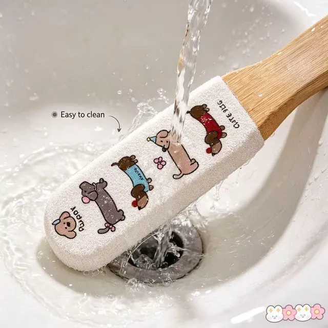 Alt view image 6 of 7 - Foot File Callus Remover, Professional Pedicure Tool with Bamboo Handle, Gentle 120 Grit Exfoliator for Cracked Heels, Dead Skin & Corns, Cute Dog Pattern, Non-Slip Grip for Wet & Dry Use
