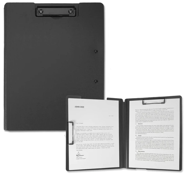 Main image of Foldable Clipboard Folder Durable A4/Letter Size Document Folder | 360° Rotating PP Writing Pad with Dual Low Profile Metal Clips, Pen Slot, for Nurses Classroom Business Office