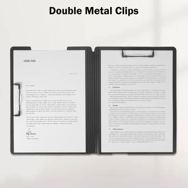 Alt view image 2 of 7 - Foldable Clipboard Folder Durable A4/Letter Size Document Folder | 360° Rotating PP Writing Pad with Dual Low Profile Metal Clips, Pen Slot, for Nurses Classroom Business Office