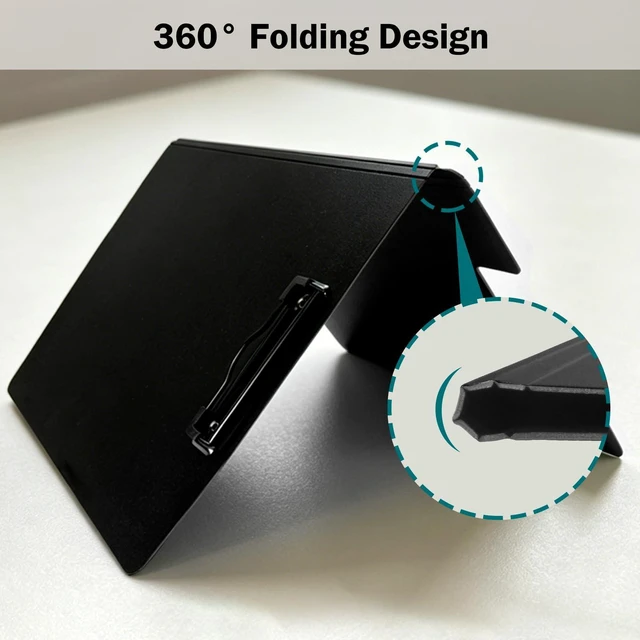 Alt view image 3 of 7 - Foldable Clipboard Folder Durable A4/Letter Size Document Folder | 360° Rotating PP Writing Pad with Dual Low Profile Metal Clips, Pen Slot, for Nurses Classroom Business Office