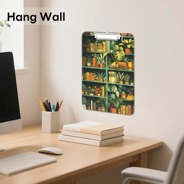 Alt view image 5 of 7 - Plastic Cute Clipboard 9x12.5in Letter Size for Teachers | Low-profile metal clip, fits 8,5x11 paper, Sturdy plastic board for nurses, classrooms and home office, Green Study Room