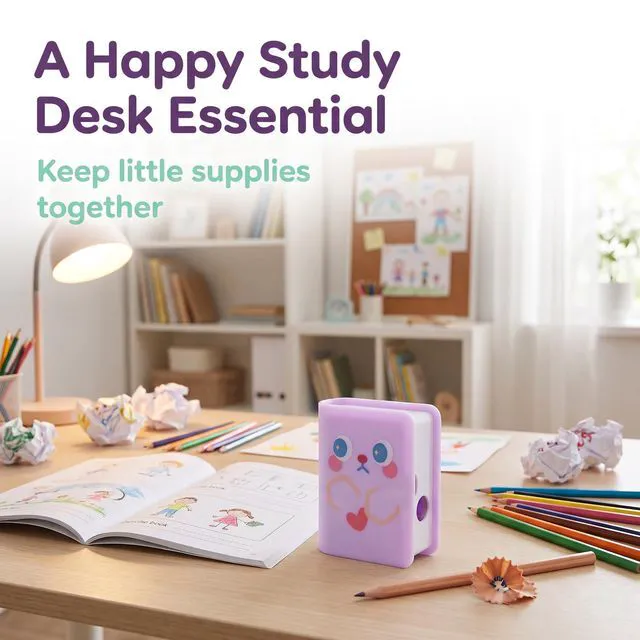 Alt view image 4 of 7 - 1Pc Multicolor Cute Dual Purpose Book Pencil Sharpener Eraser, Cute Cartoon Student Eraser Pencil Sharpener Writing and Correction Supplies