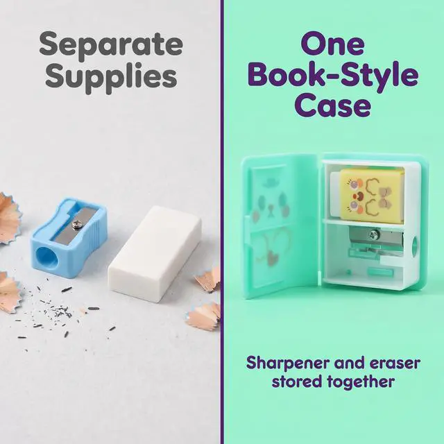 Alt view image 7 of 7 - 1Pc Multicolor Cute Dual Purpose Book Pencil Sharpener Eraser, Cute Cartoon Student Eraser Pencil Sharpener Writing and Correction Supplies