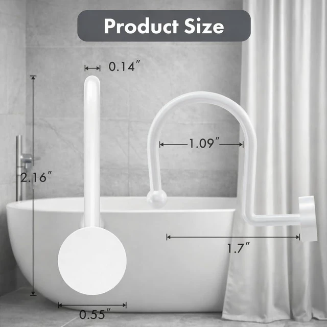 Alt view image 2 of 6 - White Shower Curtain Rings, Plastic Shower Curtain Hooks, Bathroom Curtain Hooks, Modern Decorative Shower Curtain Hangers Set of 12, Rounded-Tail Design