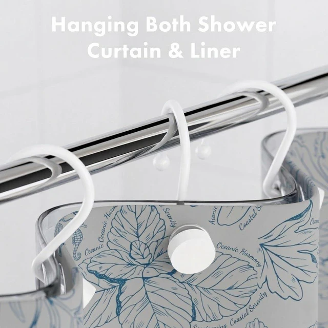 Alt view image 5 of 6 - White Shower Curtain Rings, Plastic Shower Curtain Hooks, Bathroom Curtain Hooks, Modern Decorative Shower Curtain Hangers Set of 12, Rounded-Tail Design