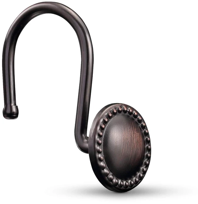 Main image of Bronze Shower Curtain Hooks,Oil Rubbed Decorative Shower Rings,Set of 12 Rust Resistant Shower Hooks Hangers for Bathroom Curtains Rods(Oil-Rubbed Bronze)
