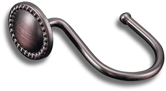 Alt view image 6 of 6 - Bronze Shower Curtain Hooks,Oil Rubbed Decorative Shower Rings,Set of 12 Rust Resistant Shower Hooks Hangers for Bathroom Curtains Rods(Oil-Rubbed Bronze)