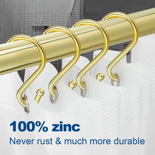 Alt view image 2 of 7 - S Shaped Shower Curtain Hooks Rings Shower Curtain Hangers S Hooks | Gold,Stainless Steel,Rust Proof,Durable,Free Gliding,Kitchen, Wardrobe,Set of 12