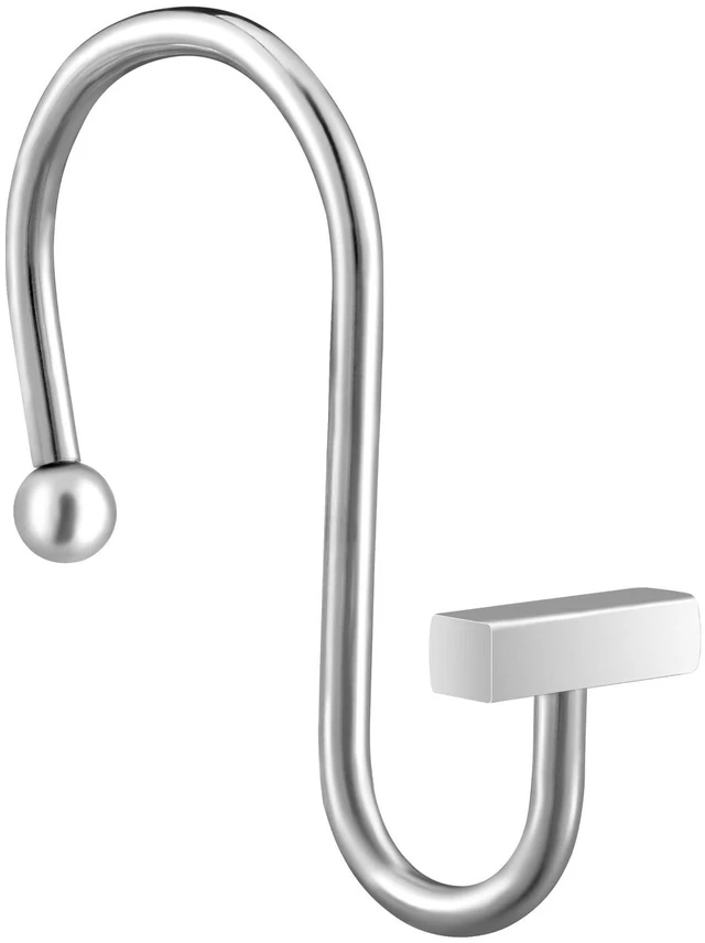 Main image of Chrome Shower Curtain Hooks, Polished Silver Shower Curtain Rings for Bathroom, CHICTIE Modern Rustproof Metal Decorative Shower Hooks Hangers for Shower Curtain Rod, Square T Bar Shape Set of 12