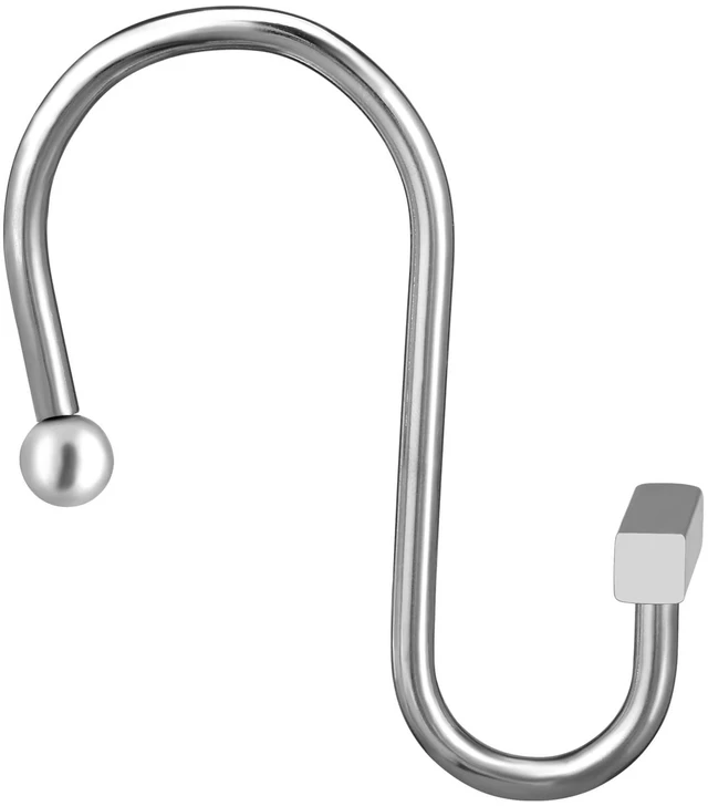Alt view image 5 of 6 - Chrome Shower Curtain Hooks, Polished Silver Shower Curtain Rings for Bathroom, CHICTIE Modern Rustproof Metal Decorative Shower Hooks Hangers for Shower Curtain Rod, Square T Bar Shape Set of 12