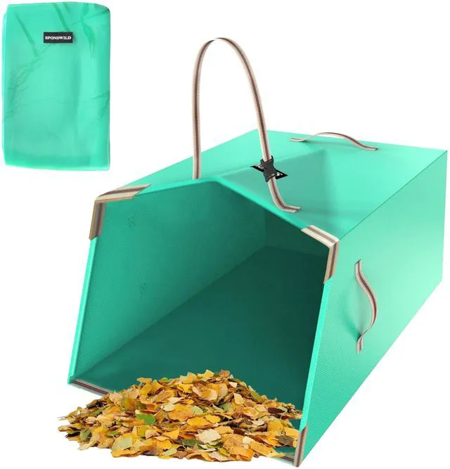 Main image of 50 Gallon Dustpan-Style Leaf Collector Bag, Reusable Yard Waste Bag | Collapsible with Adjustable Handle, Self-Standing Garden Container for Dry Leaves, Grass Clippings & Light Lawn Debris