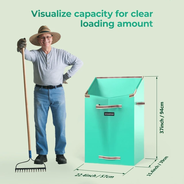 Alt view image 2 of 7 - 50 Gallon Dustpan-Style Leaf Collector Bag, Reusable Yard Waste Bag | Collapsible with Adjustable Handle, Self-Standing Garden Container for Dry Leaves, Grass Clippings & Light Lawn Debris