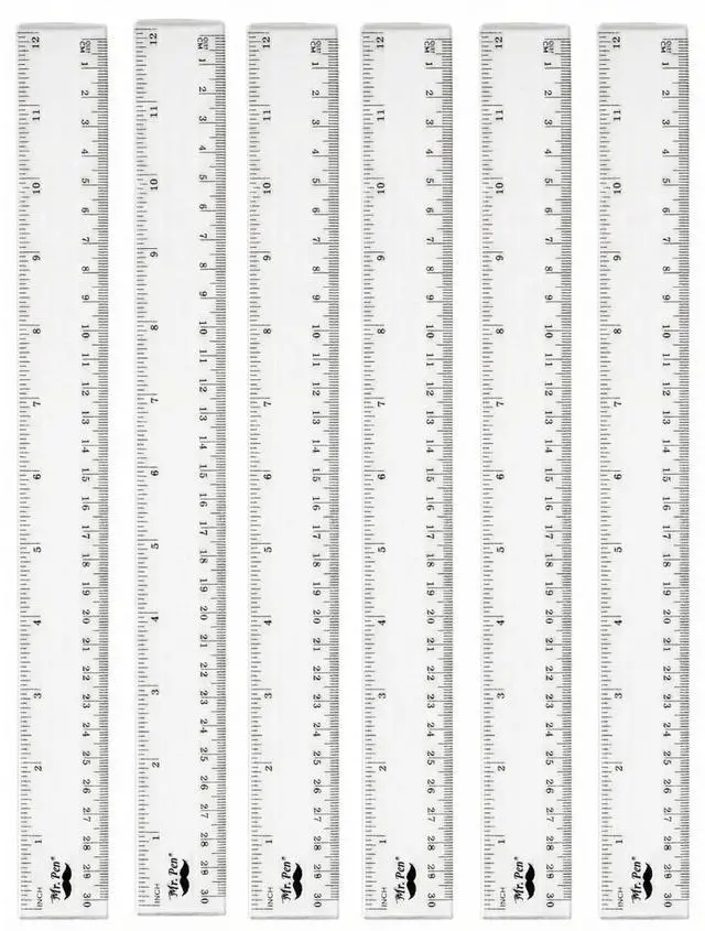 Main image of Bulk Plastic Rulers, 12 Inch, 6 Pack, Easy-to-Read Markings | Scratch-Resistant Design, Durable Clear Ruler for Crafting Office & School, School Supplies, Bulk Rulers Set, Measuring Tools