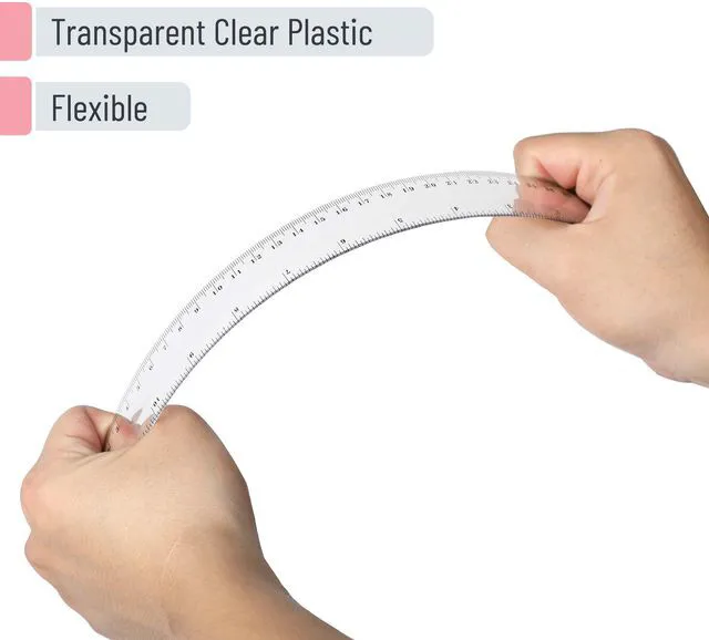 Alt view image 3 of 6 - Bulk Plastic Rulers, 12 Inch, 6 Pack, Easy-to-Read Markings | Scratch-Resistant Design, Durable Clear Ruler for Crafting Office & School, School Supplies, Bulk Rulers Set, Measuring Tools