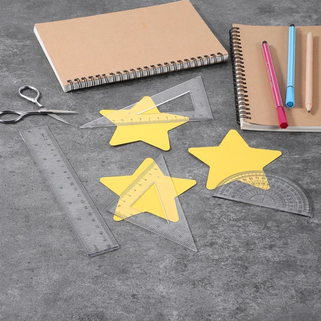 Alt view image 7 of 7 - 4 Pcs Math Geometry Set Transparent Plastic Ruler Kit with 8 Inch Straight Rulers, Triangular Ruler, Protractor, Clear Measuring Tools for Office and Drafting