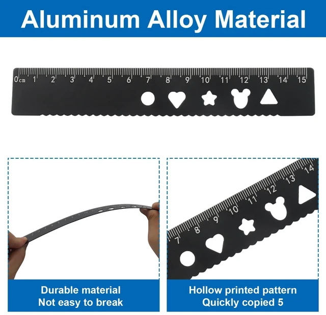 Alt view image 4 of 5 - 5-Piece Metal Geometry Set, Black | Aluminum Ruler Drafting Kit, Protractor & Triangular Rulers, Precision for Engineers, Students, Math Measurement Tools