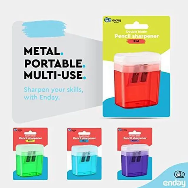 Alt view image 4 of 7 - Pencil Sharpener Dual Hole Manual Red, Jumbo Crayon Sharpener with Cover and Bin, Handheld Color Pencil Sharpeners for Large & Standard Pencils, Also Available in Blue, Green, Purple, 1 Pc By Enday