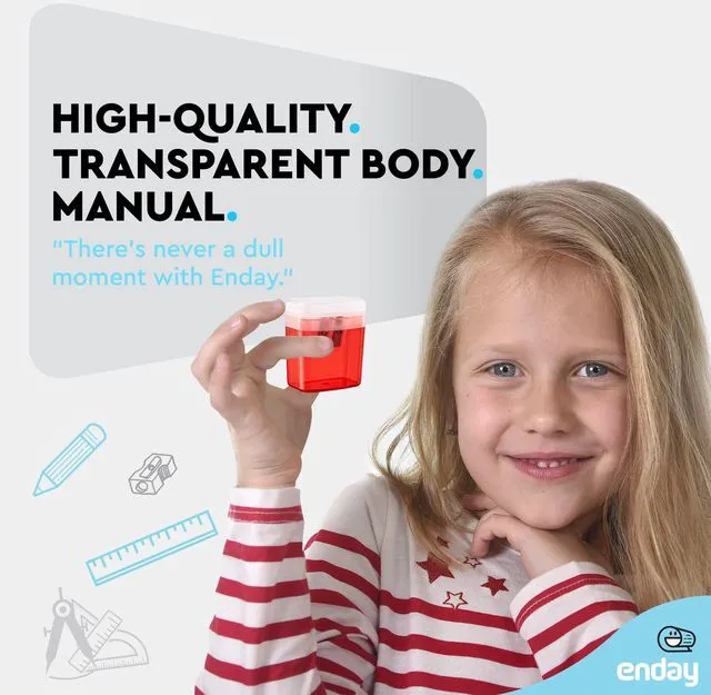 Alt view image 2 of 7 - Pencil Sharpener Dual Hole Manual Red, Jumbo Crayon Sharpener with Cover and Bin, Handheld Color Pencil Sharpeners for Large & Standard Pencils, Also Available in Blue, Green, Purple, 1 Pc By Enday