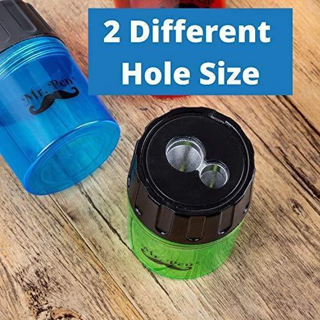 Alt view image 5 of 6 - Pencil Sharpeners Manual, 6 Pack, Dual Hole | Colorful Handheld Pencil Sharpener, Compatible with Standard and Jumbo Pencils, Screw-On Lid, Stainless Steel Blade