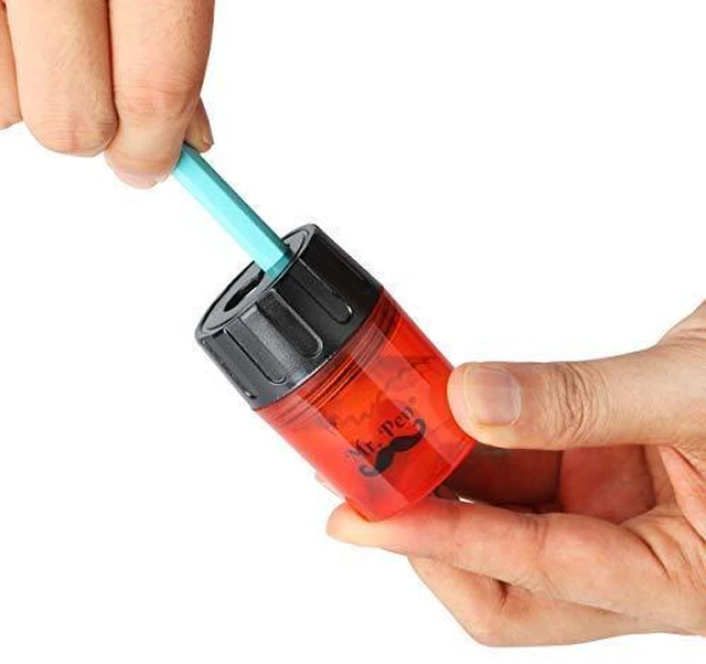 Alt view image 6 of 6 - Pencil Sharpeners Manual, 6 Pack, Dual Hole | Colorful Handheld Pencil Sharpener, Compatible with Standard and Jumbo Pencils, Screw-On Lid, Stainless Steel Blade