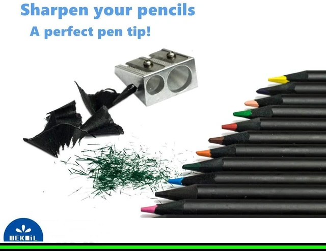 Alt view image 4 of 6 - Pencil Sharpeners Rectangular Manual Twin Metal Dual Sharpening Blade Double Holes Rectangular Pencil Sharpener for Colored Graphite Pencils Crayons Jumbo, Pack of 4,Silver