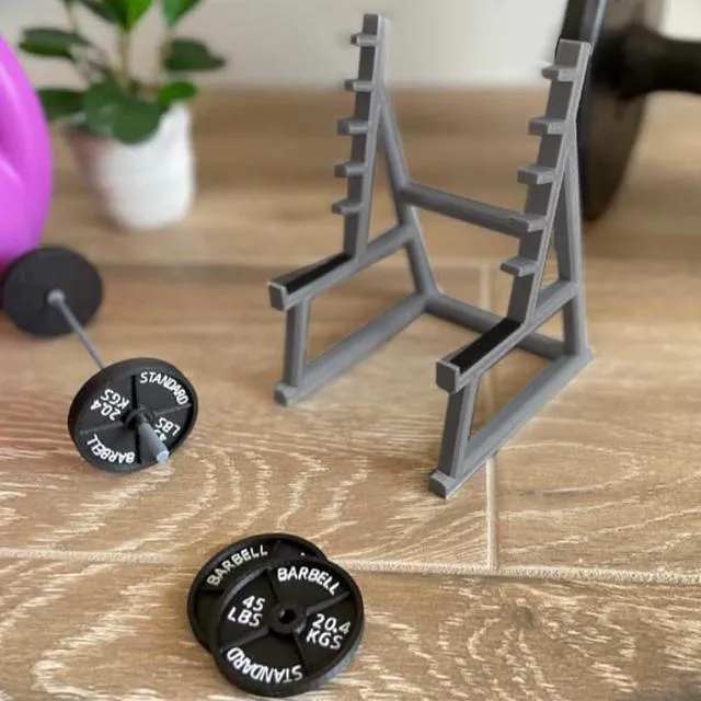 Alt view image 3 of 7 - Squat Funny Barbell Rack Pen Holder,Mini Pencils Holder for Gym Theme for All Fitness Enthusiasts, Weightlifting Fans(Grey)