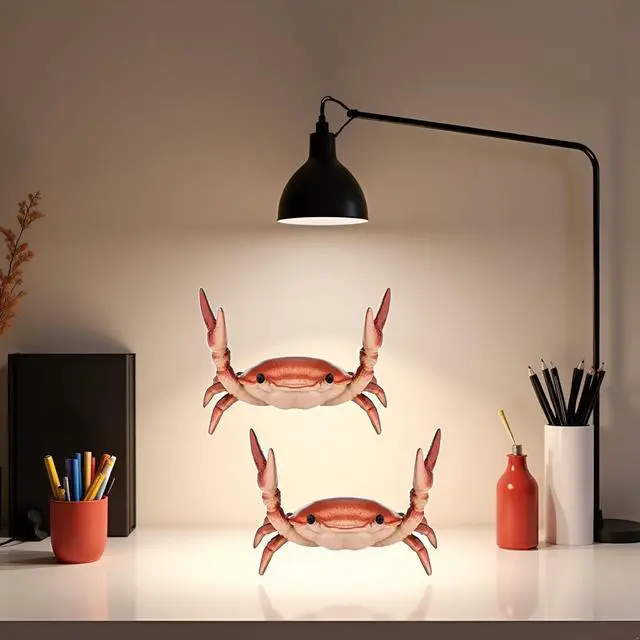 Alt view image 2 of 7 - 2Pcs Creative Crab Pen Holder Weightlifting Crabs Pen Stand Storage Rack, Office Desktop Decoration, Pencil Holders Desk Supplies Holders and Dispensers,Desk Accessories and Workspace Organizers (Red)