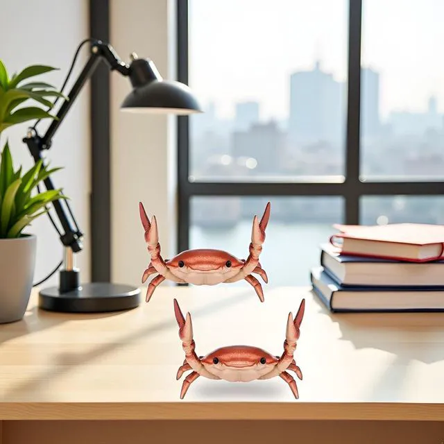 Alt view image 3 of 7 - 2Pcs Creative Crab Pen Holder Weightlifting Crabs Pen Stand Storage Rack, Office Desktop Decoration, Pencil Holders Desk Supplies Holders and Dispensers,Desk Accessories and Workspace Organizers (Red)