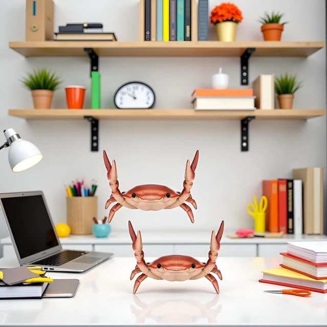 Alt view image 5 of 7 - 2Pcs Creative Crab Pen Holder Weightlifting Crabs Pen Stand Storage Rack, Office Desktop Decoration, Pencil Holders Desk Supplies Holders and Dispensers,Desk Accessories and Workspace Organizers (Red)
